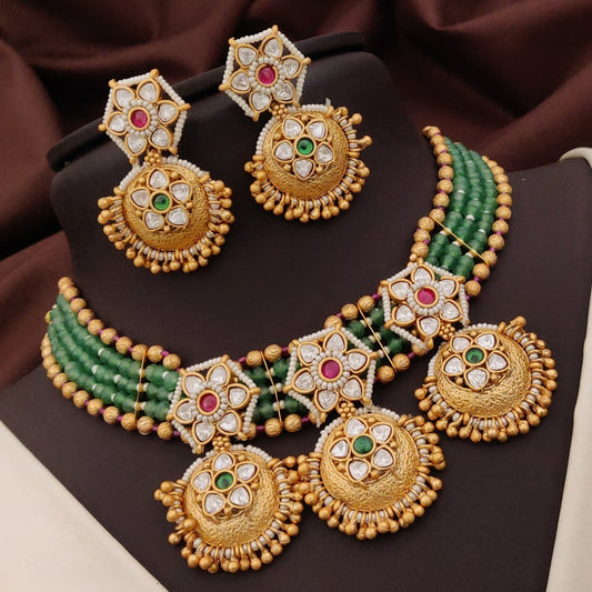 Antique Gold & Meenakari Kundan Set