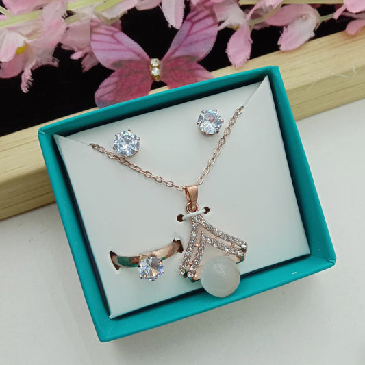 Elegant Rose Gold Crystal Jewelry Set