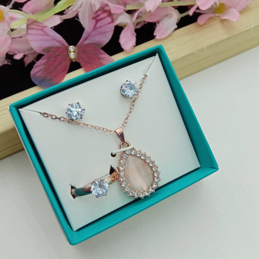 Elegant Teardrop Rose Gold Set