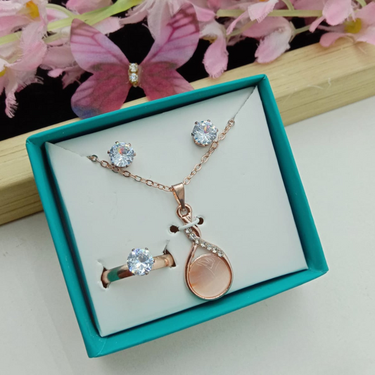 Rose Gold Teardrop Elegance Set
